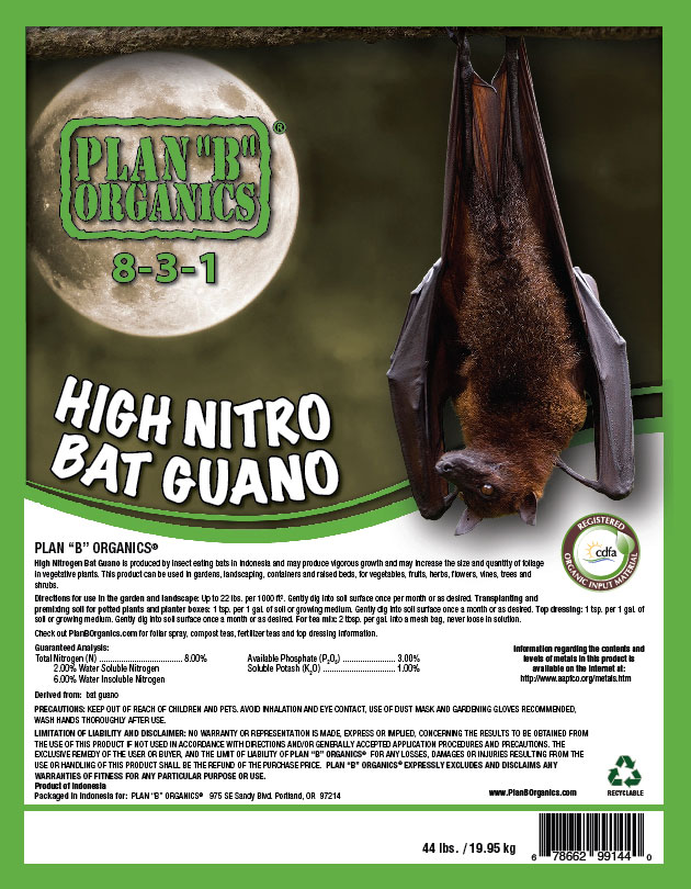 Plan B ORGANICS® High Nitro Bat Guano 8-3-1